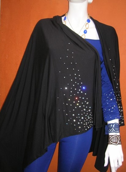 mantella in viscosa con strass cristallo